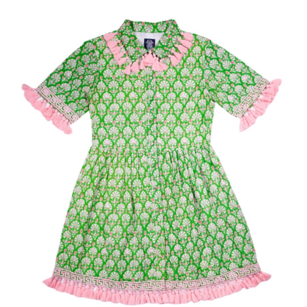 Green and Pink Floral Midi Dress